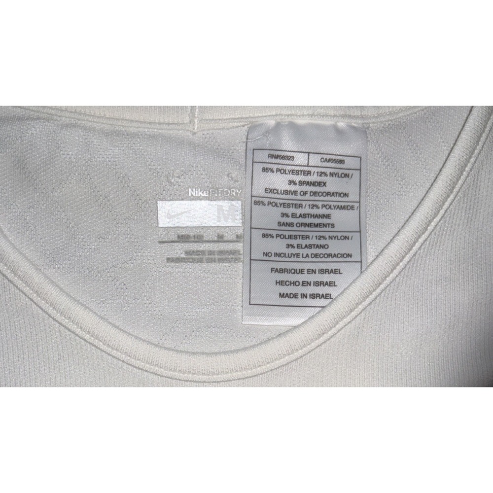 Nike FIT DRY Womens White Short Sleeve Training Top Reflective M 257730-101 - Picture 3 of 12